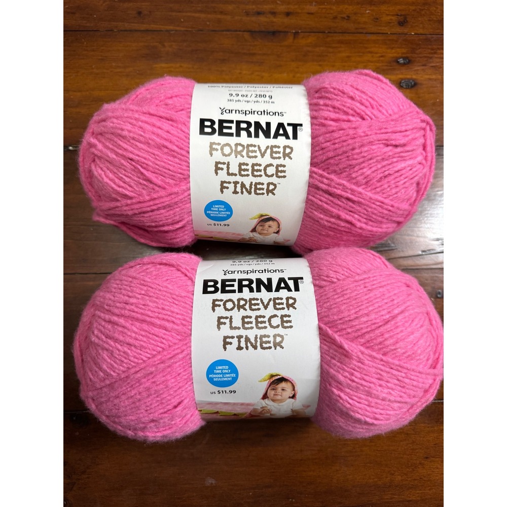 Bernat Forever Fleece‎ Finer Yarn Bulky Weight Petunia Pink 2 Skeins